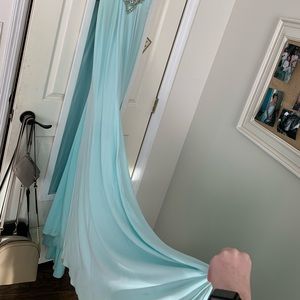 Mint bejeweled formal gown